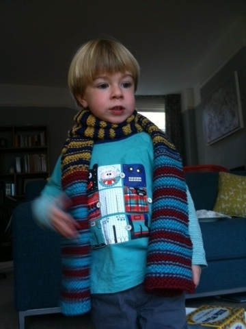David modelling the scarf!